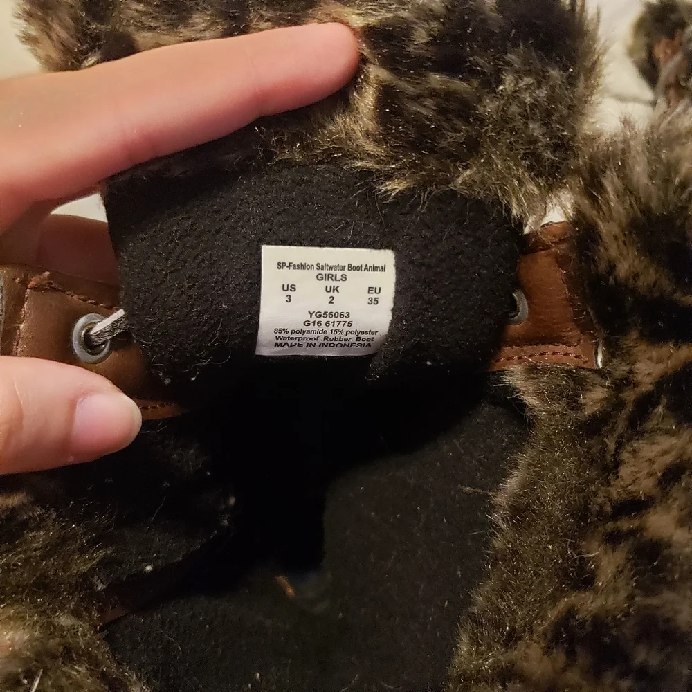 Sperry Girl Brownblack Topsider Saltwater Duck boots fauxfur lining Waterproof 3